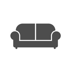 sofa silhouette vector icon isolated on white background. couch furniture icon for web, mobile apps, ui design and print