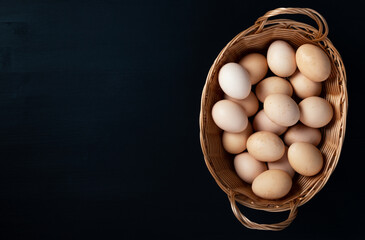 egg basket on black background