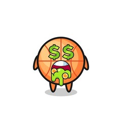 basketball character with an expression of crazy about money