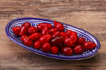 Sweet and ripe cornel berries