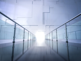 empty walkway with glass barrier