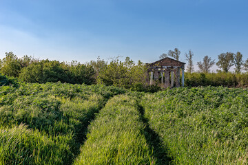 Kikinda, Serbia - May 04, 2021: The Mavrokordato summer house, also known as "Jovanović's farm", was built in the 1920s. The castle was completely demolished.