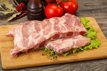 Raw pork ribs for cooking