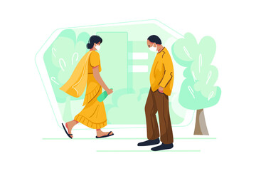 New Normal at Road Illustration concept. Flat illustration isolated on white background.