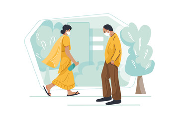 New Normal at Road Illustration concept. Flat illustration isolated on white background.