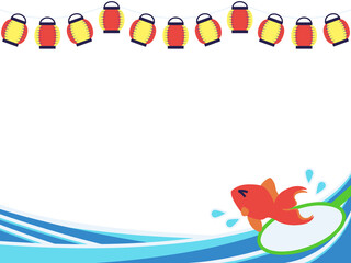 夏祭りの背景素材（金魚すくい・はがき用）