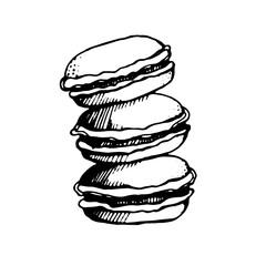 Macaroons. Black lines on a transparent background, isolated. Vector