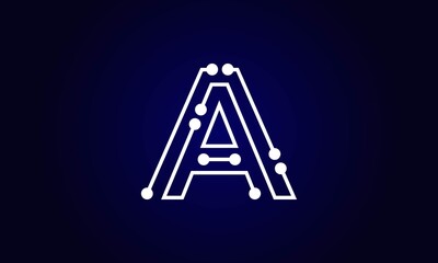 Letter A Logo Design Template, A Abstract Dot Vector Logo Icon Design