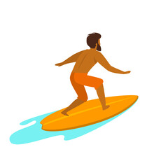 man surfing isolated backside view vector illustration