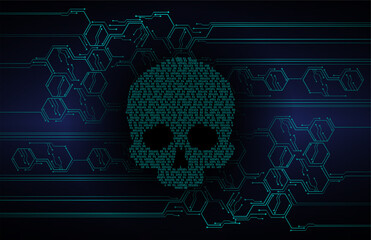 skull cyber circuit future technology concept background