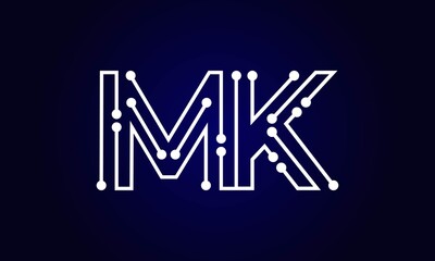 Letter MK Logo Design Template, MK Abstract Dot Vector Logo Icon Design, M or K Letter Logo