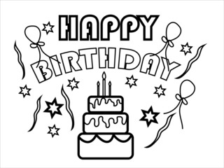 birthday party set coloring page,birthday card coloring page,