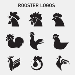 Black Rooster Logo Vector Set Design Stock Vector Illustration of farm