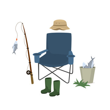 fishing items set , vector graphic