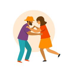 man and woman street dancing vector illustration
