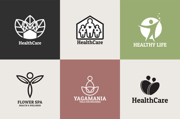 Creative medical and healthcare logos vector