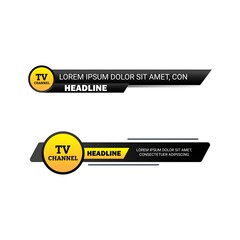 New stylish TV Channel live news headline with metallic black and yellow color shade, Live news headline with font design on black and yellow metallic shade, Lower third headline for TV news.