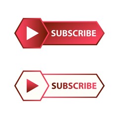 Red Subscribe Button in Flat Style Vector Illustration, Stylish Metallic subscribe button with red and white color background vector illustration.