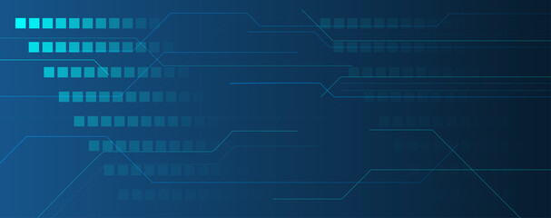Abstract technology futuristic digital line graphic concept with square pattern elements on blue background. Vector illustration.