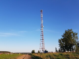 Cell tower in a field