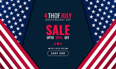 4th of july independence day background sales promotion advertising banner template with american flag design