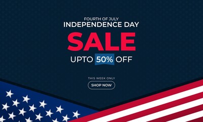 4th of july independence day background sales promotion advertising banner template with american flag design - obrazy, fototapety, plakaty
