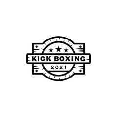 kick boxing belt wooden stamp logo badge 