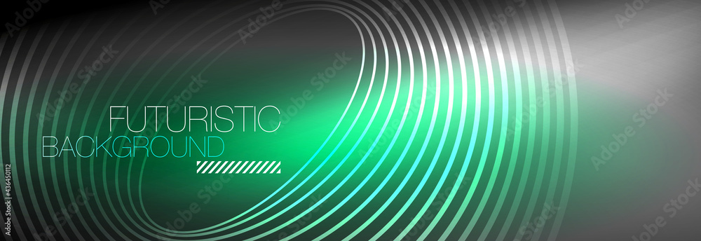 Aufkleber dark abstract background with glowing neon circles. trendy layout template for business or technolog