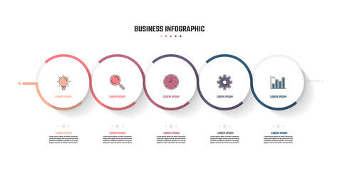 business infographic design, 5 step timeline vector illustrations