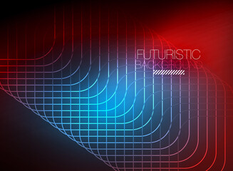 Neon color square shape lines abstract background. Shiny magic energy and motion concept, vector abstract wallpaper background