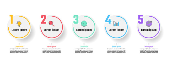 business infographic design, 5 step timeline vector illustrations