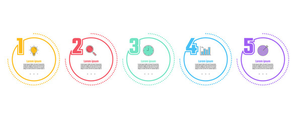 business infographic design, 5 step timeline vector illustrations