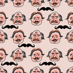 Men face doodle pattern 13