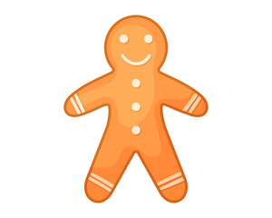 Gingerbread man cookies in cartoon style. Christmas food. Vector isolated on white background
