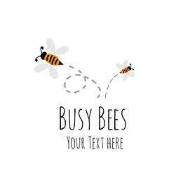 Hand Drawn Busy Bees with Flight Traces