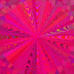 abstract pink background with a volumetric circle, spots and imitations of textiles