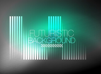 Bright neon color techno abstract background, shiny glowing neon lines in the dark background