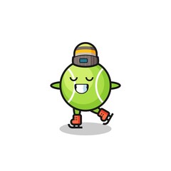 tennis cartoon as an ice skating player doing perform