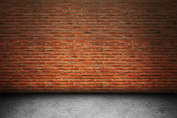 Street red brick wall and concrete  floor background for product display or mock up for show room...