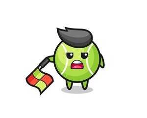 tennis character as line judge hold the flag down at a 45 degree angle