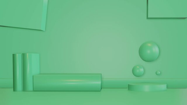 abstrac geometric scene 3d rendering motion green background, stock video