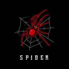 Obraz premium Spider mascot logo design vector with modern illustration concept style for badge, emblem and apparel. Red spider illustration for sport, gaming or team