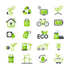 Eco icon. Ecology vector design The concept of caring for the environment by using natural energy.