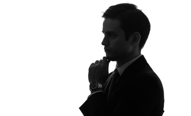 考えるビジネスマンのシルエット