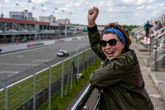 Fans And Fans At The Sports Circuit Watch Sports Car Races 