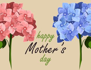 Mums, Mother's Day Hydrangea Flowers Banner Greeting Card Background
