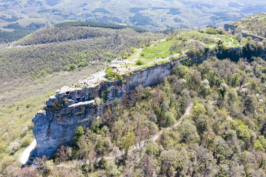 Aerial view on medieval fortress Mangup Kale, Crimea.