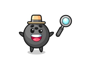 illustration of the bowling ball mascot as a detective who manages to solve a case