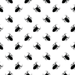 Seamless Pattern Spiders on Web with white Background. Halloween Background Design Element. Spooky, Scary Horror Decoration Vector