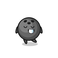bowling ball cartoon illustration with a shy expression